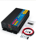 5000W Pure Sine Wave Power Inverter 12V DC to 110V 120V AC | Heavy Duty Off-Grid Solar Power Converter with Dual AC Outlets & LED Digital Display for RV, Truck, Boat, and Home Emergency Backup