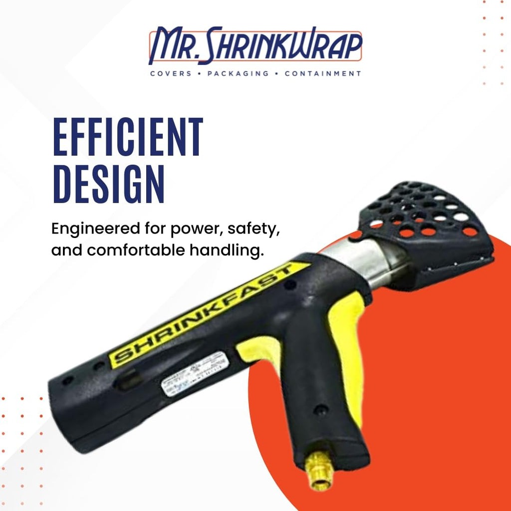 Bundle - Shrinkfast 998 Propane Heat Gun, 200000 BTU, Ready to Use with 25' Hose, Regulator, Wrench, Hard Case, 6' Angled Extension, and Shrink Film Knife Made in the USA