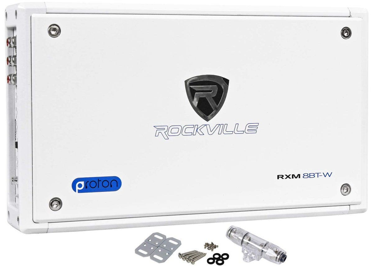 Rockville RXM8BTB 8 Channel Marine Boat Amplifier with Bluetooth, Black