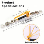 3/8"-1/2" Heavy Duty Ratchet Chain Binders, Load Binders with 2 Grab Hooks