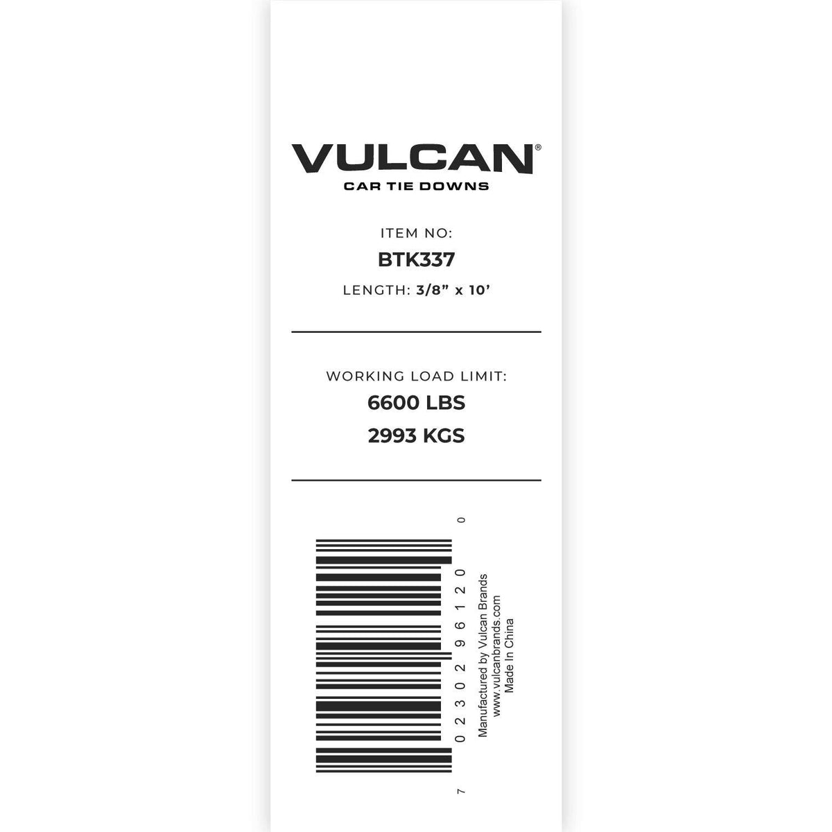 VULCAN Binder Chain - Load Binder - and D Ring Kit - Grade 70-3/8 Inch x 10 Foot