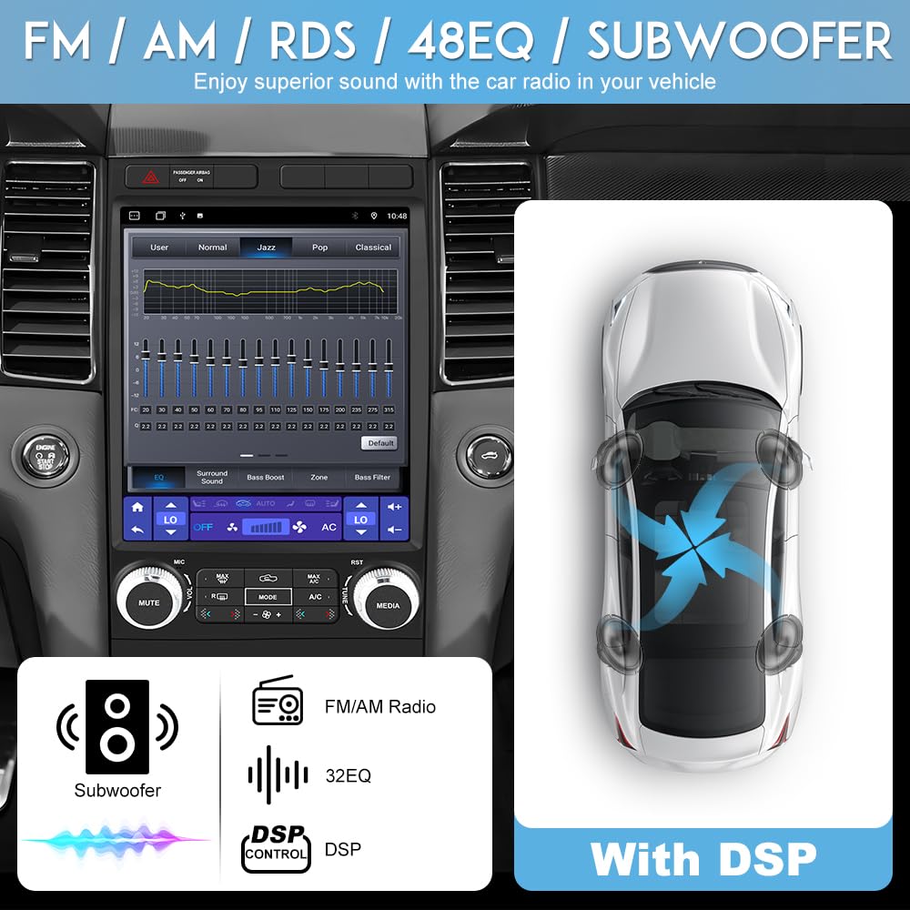 Car Radio Stereo for Ford Taurus 2012-2014, 12.1 Inch Touch Screen 64G ROM