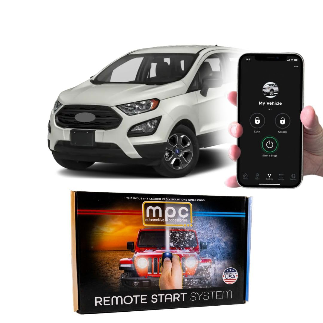 MPC Plug & Play Remote Starter with Smartphone Control Compatible with Ford EcoSport 2018-2020 |Gas| |Push to Start| with T-Harness - Factory Key Fob Activated