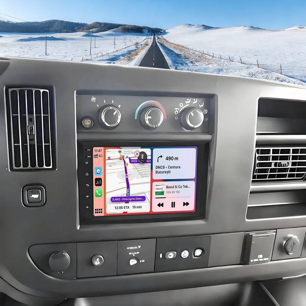 2G+64G Car Stereo for Chevy Express Van 2008-2019 with Wireless CarPlay and Android Auto, 8" Touchscreen Android 14 Double Din Car Radio Receiver w/Bluetooth GPS WiFi FM RDS SWC BT Backup Camera