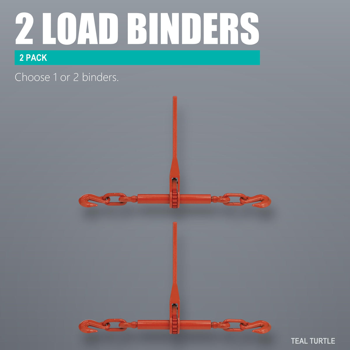 Teal Turtle Ratchet Load Binder, 3/8 to 1/2 Inch, 9200 Lb Capacity 2 Pack