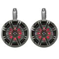 1 Pair (Qty 2) of Kicker 6.5" 2-Way 195 Watts Peak Power Coaxial Marine Audio Multicolor LED Speakers with Charcoal Grilles, 6.5" Marine Tower Speaker Enclosures (Pair) - Black