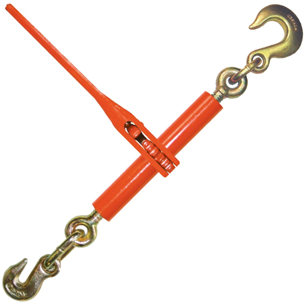 VULCAN Load Binder with 2 Grab Hooks - 4 Pack - Ratchet Style - 7,100 Pound Safe Working Load (Works with 5/16 or 3/8 Inch G70 or G80 Chain)