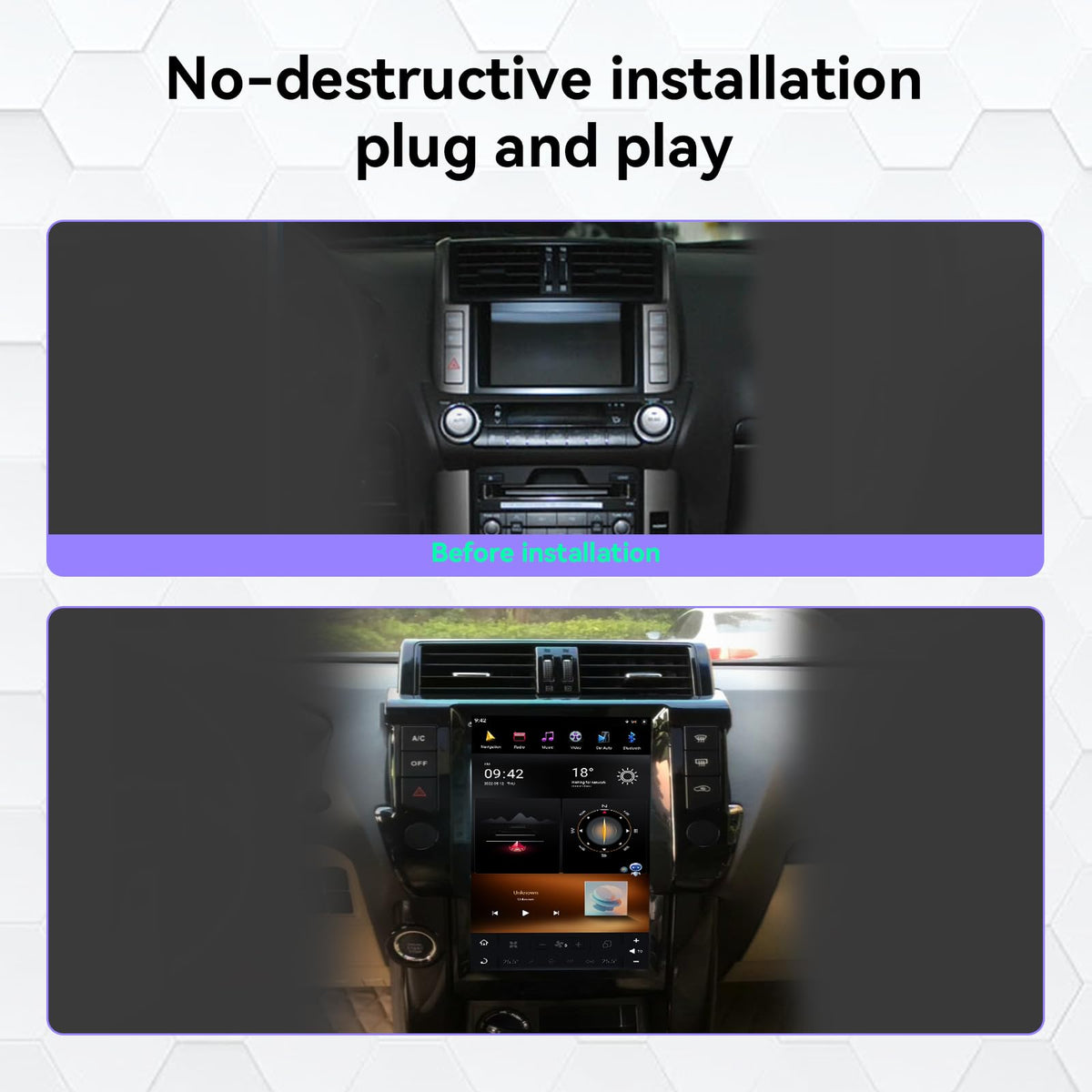 4G WiFi Android 13 Car Radio for Toyota Land Cruiser Prado 150 2010-2017 Car Stereo GPS Navigation Carplay Android Auto - 13.6 inch Vertical Touch Screen RDS FM SWC (8+128GB)