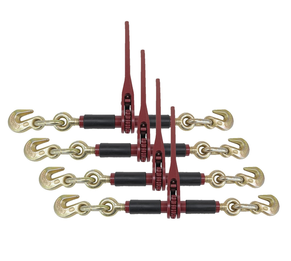 TM USWWAGOODS Replacement for/Fits (4 Pack) Chain Binder Ratchet Style 5/16' - 3/8' - 7100 lbs WLL, w/Rubber Gr...