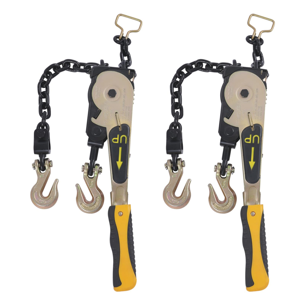 2pcs Ratcheting Chain Binder, 3/8-1/2in 6600 Lbs Cargo Control Tool, Yellow