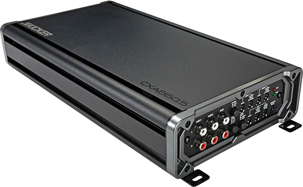 KICKER Amplifier and Amp Kit Package of 2 Items - CX Series 660W RMS Class AB/D 5-Channel Amplifier and Complete 4AWG Wiring Kit