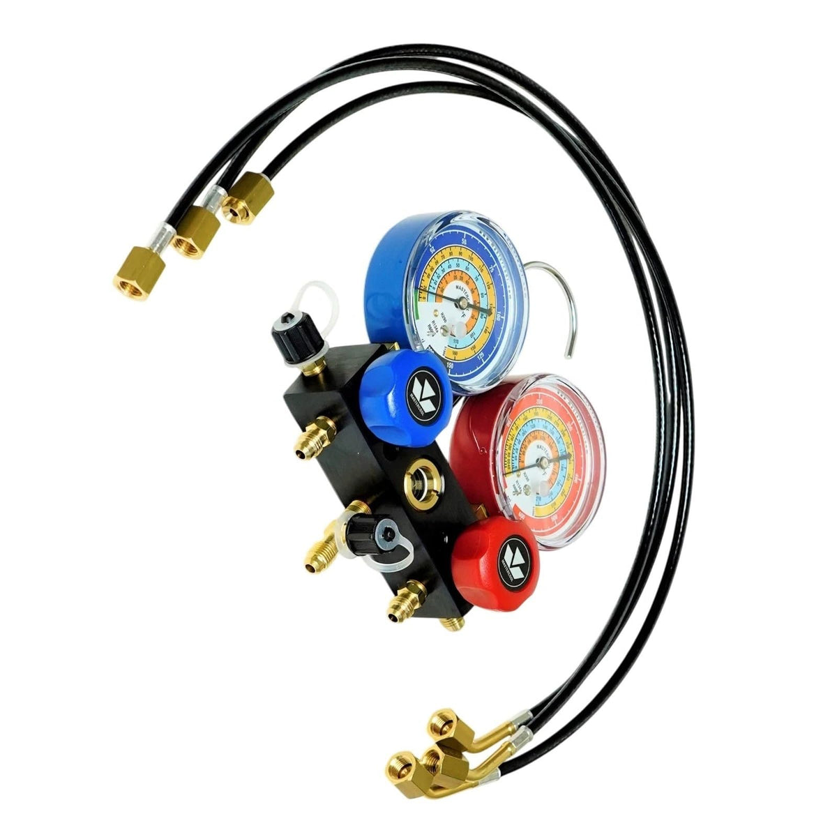 93524-TP 2-Way Aluminum Charging Manifold 24" Hoses R600a R290 R134A