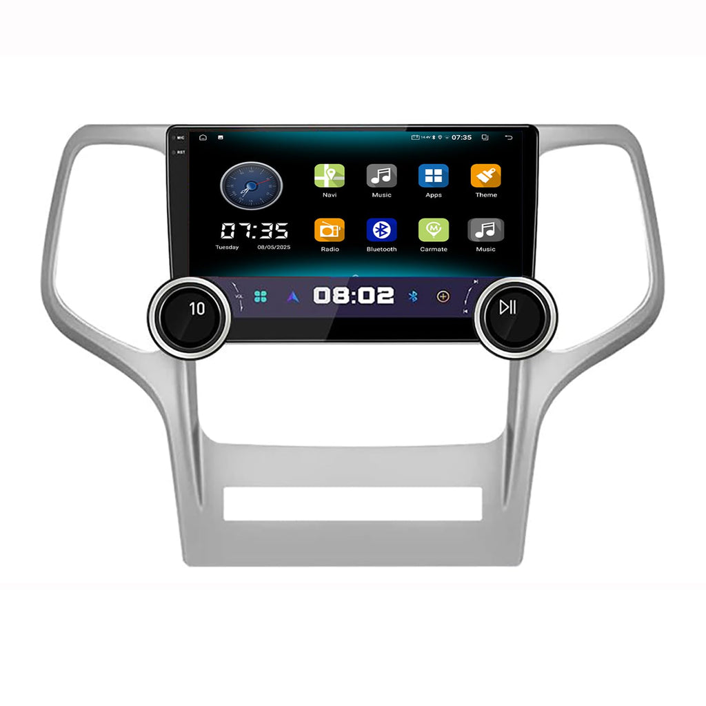 10.1‘’ Android Radio for【Jeep Grand Cherokee 2010 2011 2012 2013】 Dual Knobs CarPlay/Android Auto Autoradio Android FM Radio Car Navigation Stereo Pad Player GPS IPS Touch Screen BT WiFi 2+64G