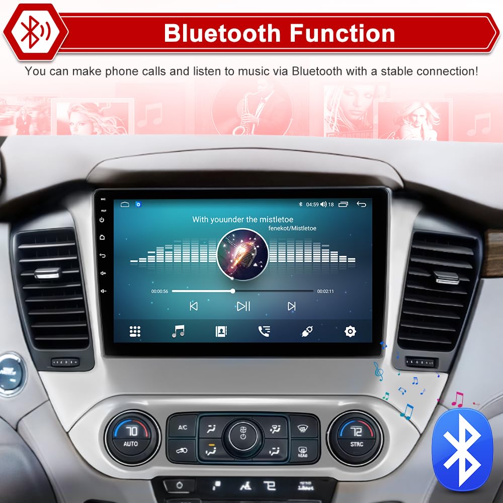 [4GB+64GB] Car Stereo Radio for Chevrolet Suburban Tahoe Yukon 2015-2019 | Android 15 | Octa-Core 10.1" Touchscreen | Wireless CarPlay & Android Auto | GPS WiFi Bluetooth | FM AM RDS | SWC