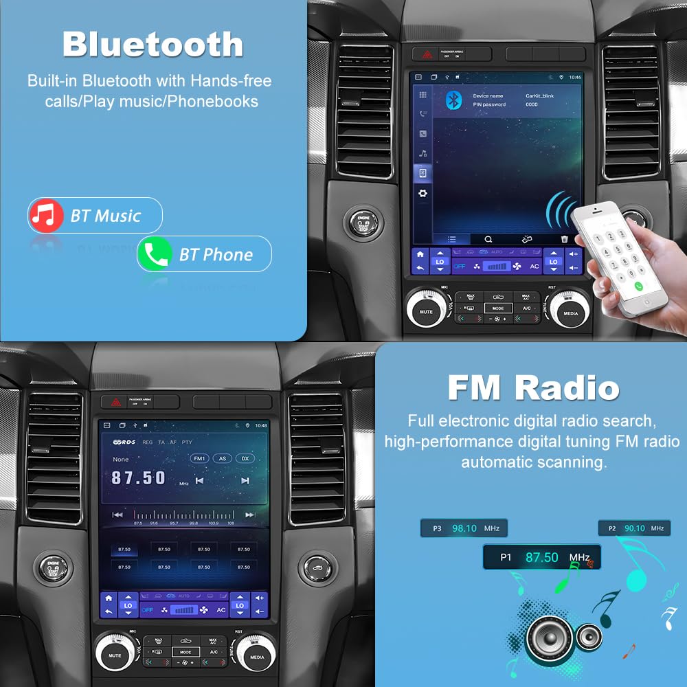 Car Radio Stereo for Ford Taurus 2012-2014, 12.1 Inch Touch Screen 64G ROM