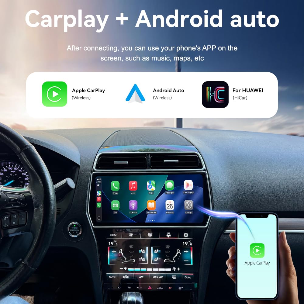 Android 13 CarPlay Car Stereo for Ford Explorer 2011-2019, 12.3" Dual Touch Screen GPS Navigation Head Unit 4GB RAM 64GB ROM Radio