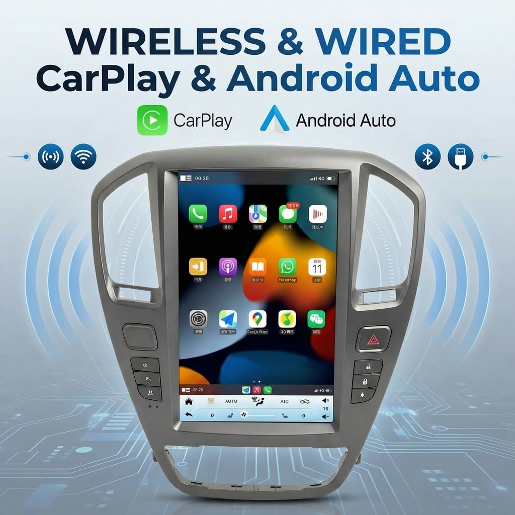 12.8" Vertical Touchscreen Android Car Stereo for Buick Regal 2011-2013, 8 Core 2GB+32GB Car Radio GPS Navigation with Wireless CarPlay Android Auto DSP Bluetooth