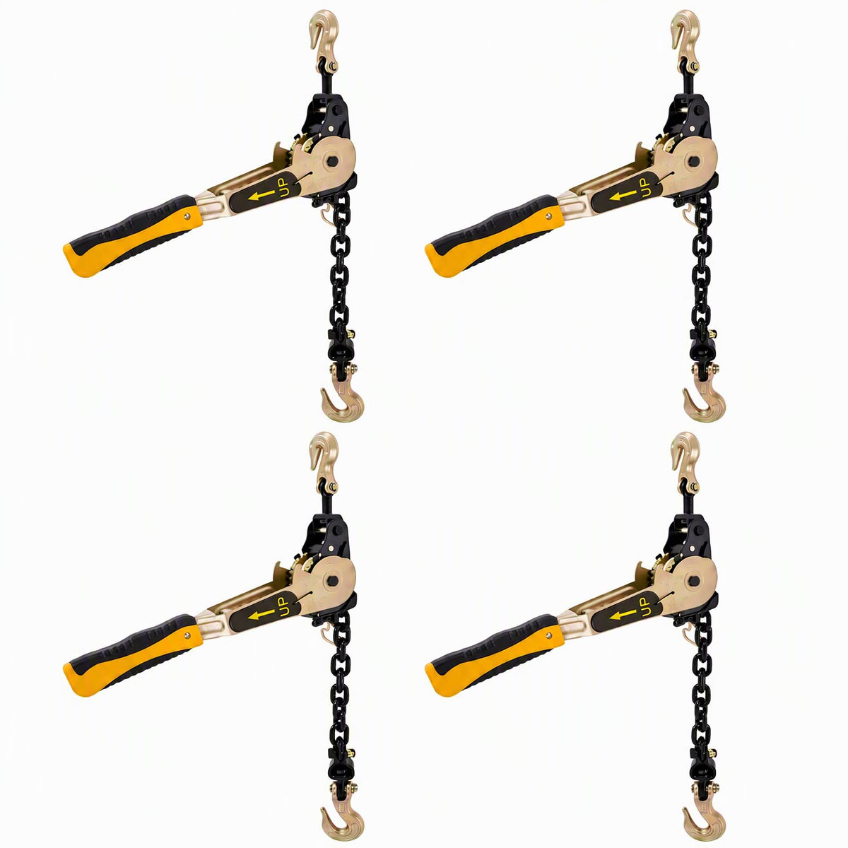 4 Pack 3/8"-1/2" Easy Ratchet Chain Binders with G70 Grab Hooks