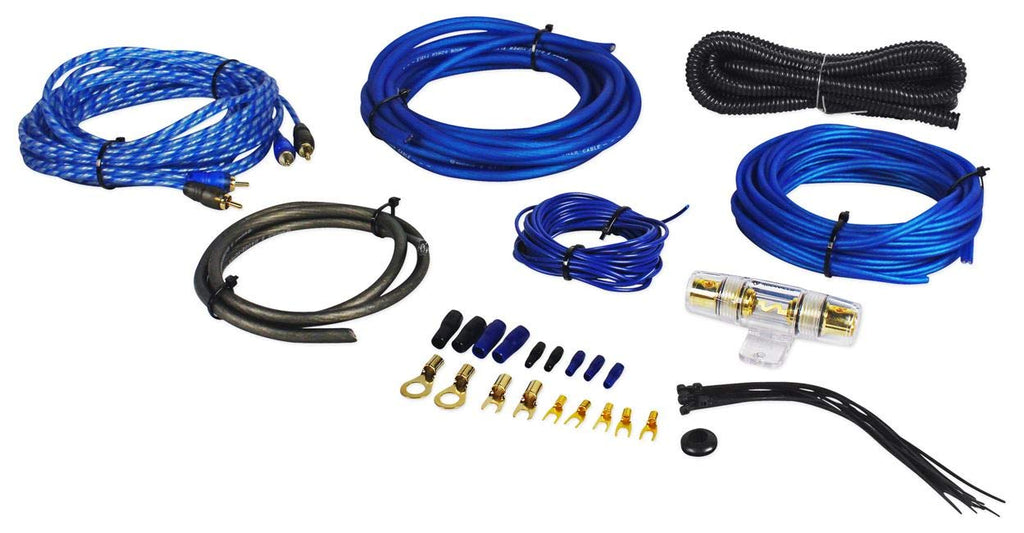 Audiosavings Bundle: Kicker 51HS8 Hideaway Under-Seat Powered Car Audio Subwoofer Compact Sub Bundle with Rockville RWK81 8 Gauge Complete Amp Installation Wire Kit with Copper RCA (2 Items)