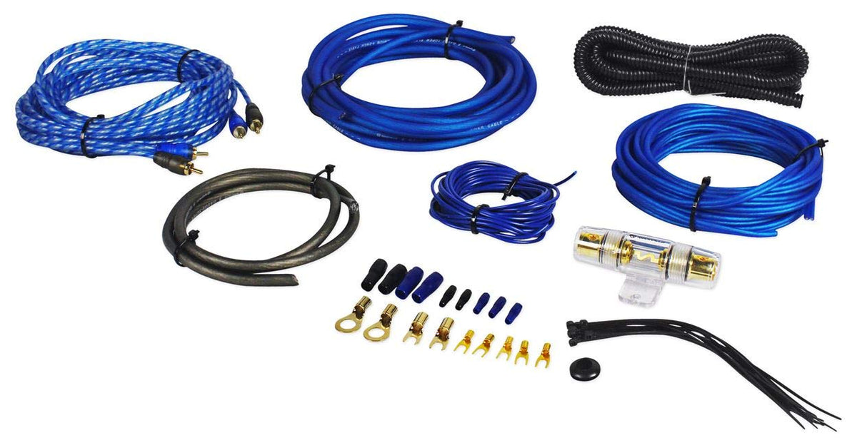 Audiosavings Bundle: Kicker 51HS8 Hideaway Under-Seat Powered Car Audio Subwoofer Compact Sub Bundle with Rockville RWK81 8 Gauge Complete Amp Installation Wire Kit with Copper RCA (2 Items)