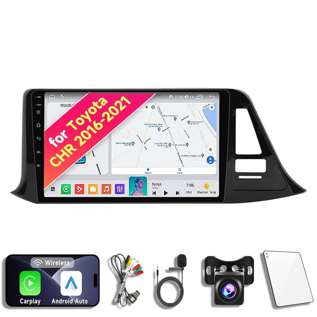 Android 14 Car Radio Stereo for 2016-2021 Toyota CHR LHD, 9 Inch Touch Screen Head Unit with Wireless CarPlay Android Auto, GPS Navigation Bluetooth WiFi 5G DSP SWC Backup Camera