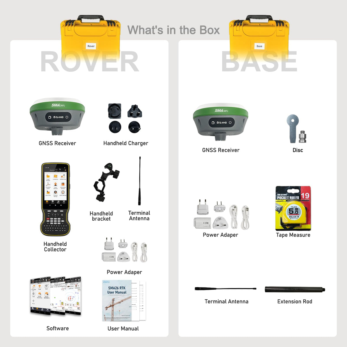 SMA26 Plus(FP86) GNSS Receivers Base&Rover RTK GPS Land Survey Equipment with Permanent Survey Software, Connect with Drone/UAV, 1cm Accuracy,PPP/NTRIP/UHF Radio/BT, Ideal for Construction and Mapping