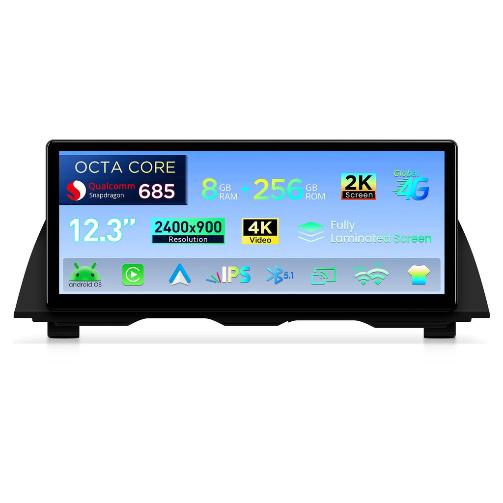 XTRONS Qualcomm 685 Android 14 Car Stereo for BMW 5 Series F10 / F11 2013-2016 with NBT System, 12.3 Inch 2K IPS Touch Screen GPS Navigation Support Wireless CarPlay Android Auto Backup Camera 8+256G