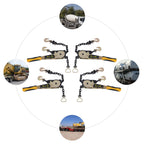 4 Pack 3/8"-1/2" Easy Ratchet Chain Binder with Grab Hooks & 6600 lbs WLL - Heavy Duty Tie Down Ratchet Load Binder for Flatbed Trailers & Trucks, Tractors, Transportation, Industry, Yellow
