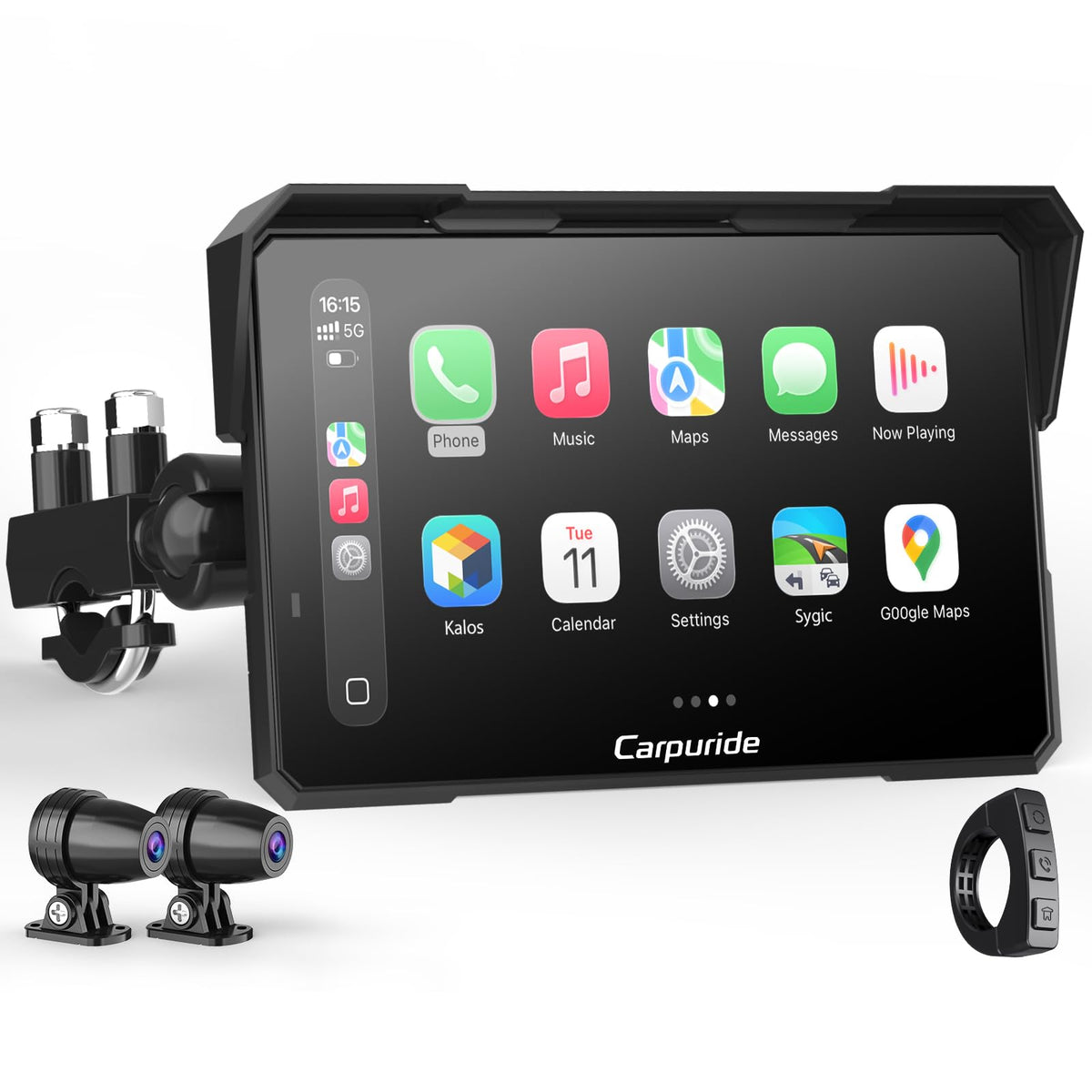Carpuride W702 Plus 7" Motorcycle CarPlay Android Auto Android 14 Dash Cam