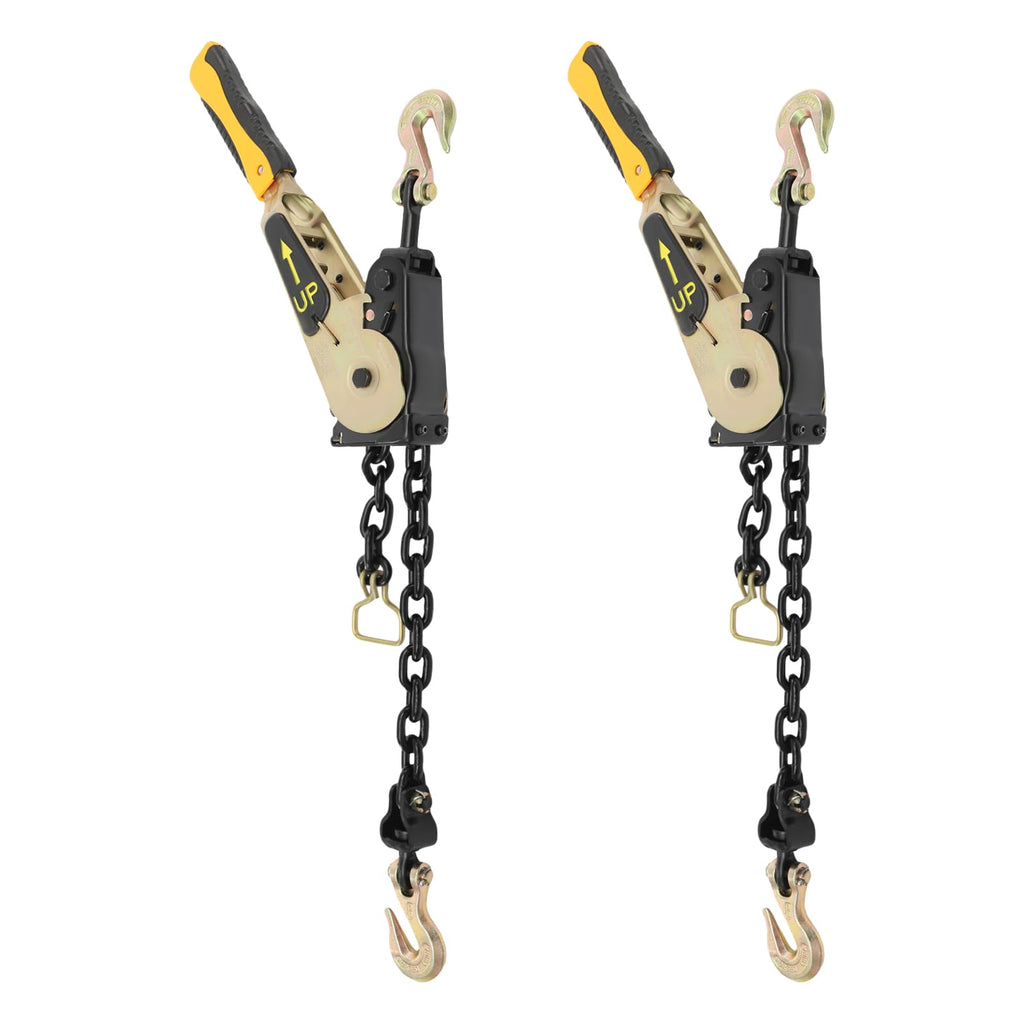 2 Pack Ratcheting Chain Binder 3/8-1/2 inch 6600 lbs Heavy Duty Load Binder with G70 Chain for Flatbed Truck Trailer Tie Down Hauling