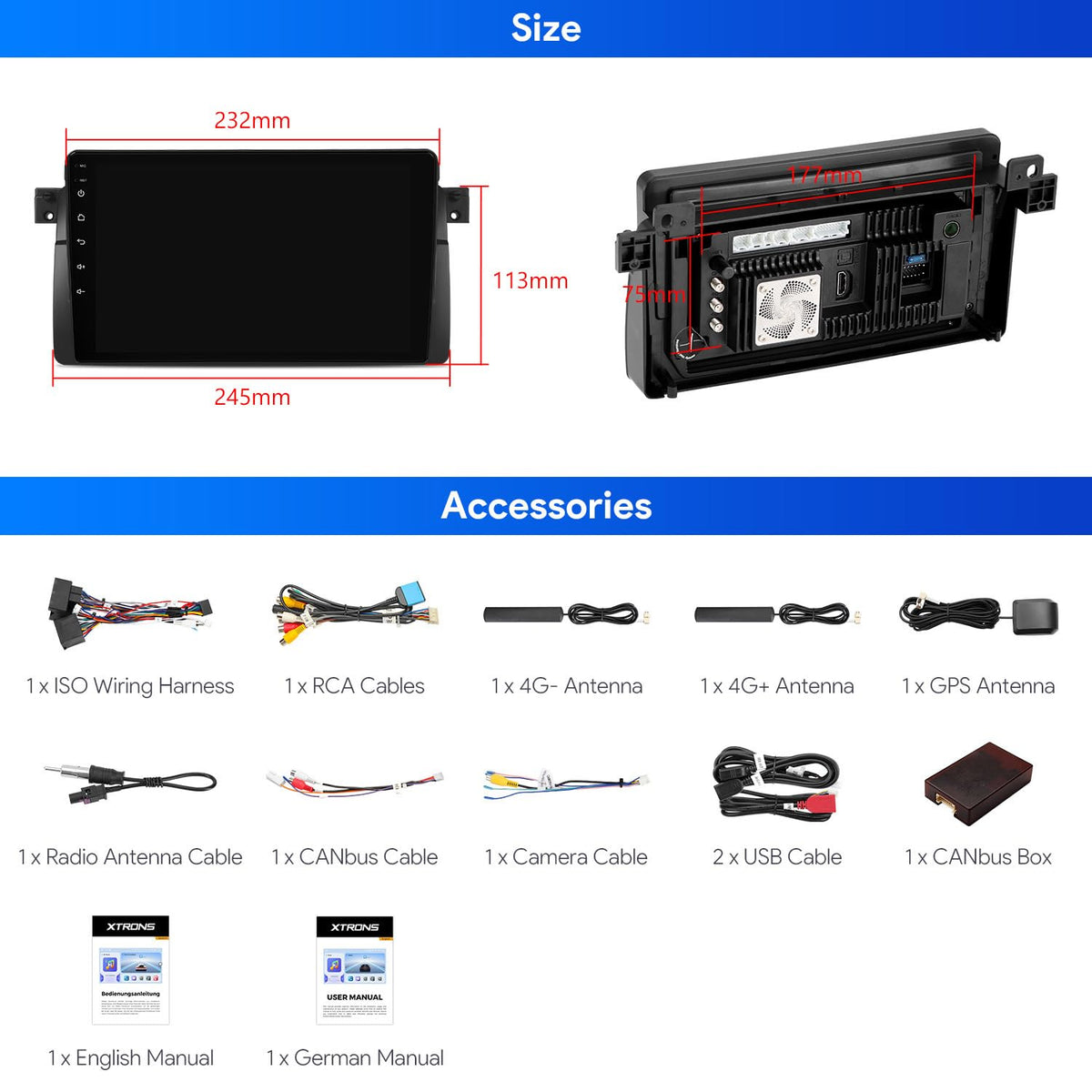 XTRONS Car Stereo for BMW E46 M3 Rover 75 MG ZT, Android 14 Qualcomm 665 Octa Core Car Radio, 9” QLED Touch Screen Head Unit GPS Navigation Bluetooth Built in DSP CarPlay Android Auto (8+256GB)