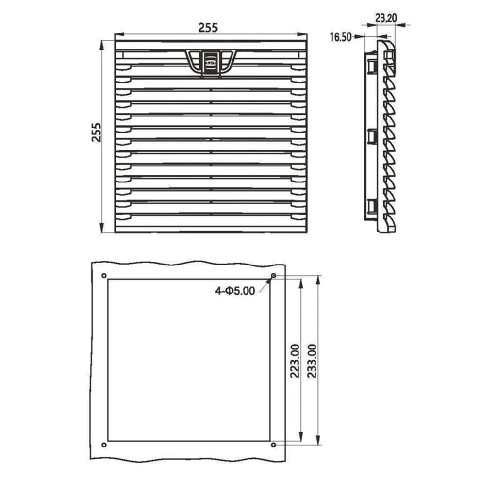 Cabinet ventilation AC 255 * 255 Cabinet Ventilator Panel Cooling Fan Filter for Enclosure(DC24V)