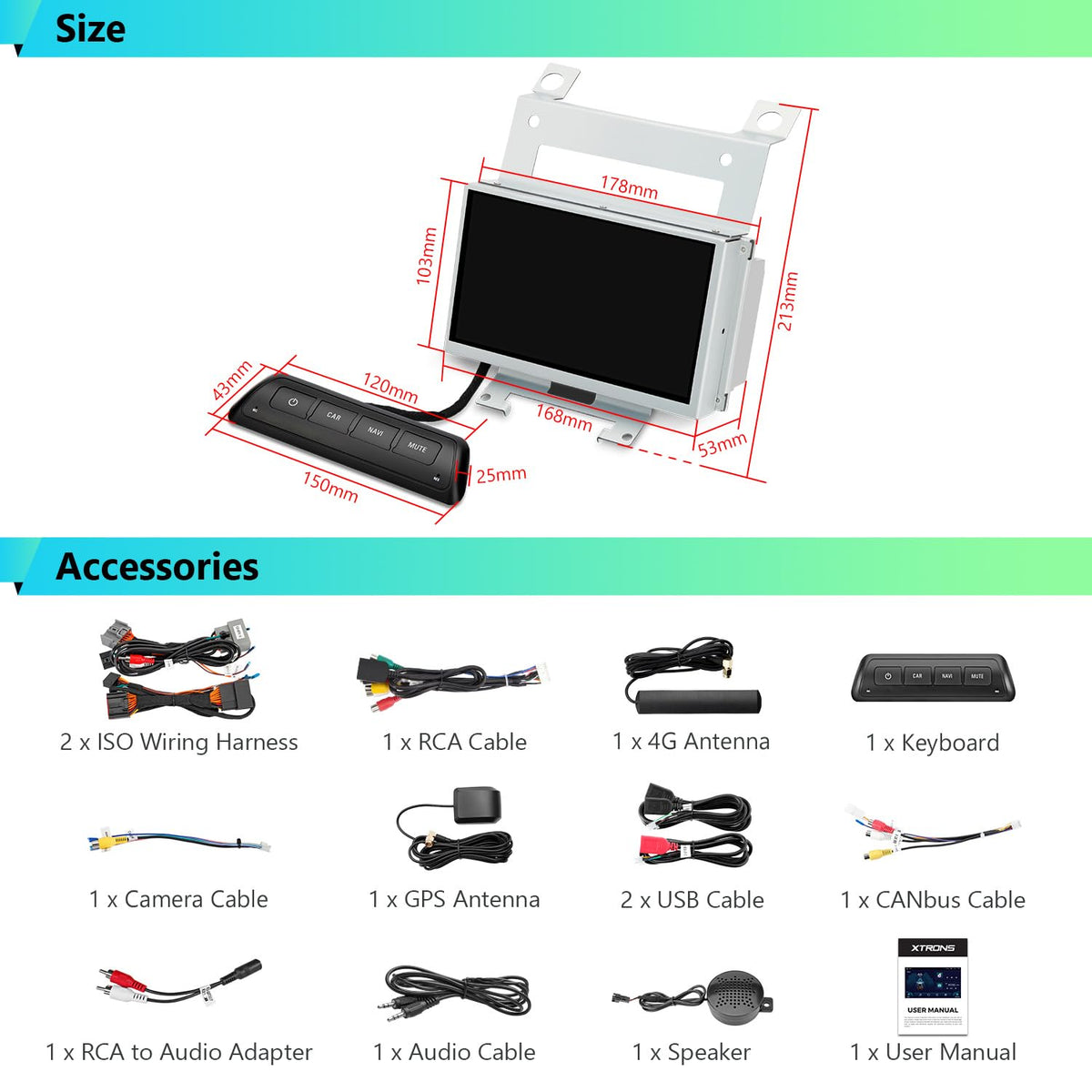 XTRONS Android 14 Car Stereo for Land Rover Freelander 2 (2007-2012), 7” IPS Touch Screen Car Radio GPS Navigation Bluetooth Built-in DSP Head Unit Wireless CarPlay Android Auto (4+64GB)
