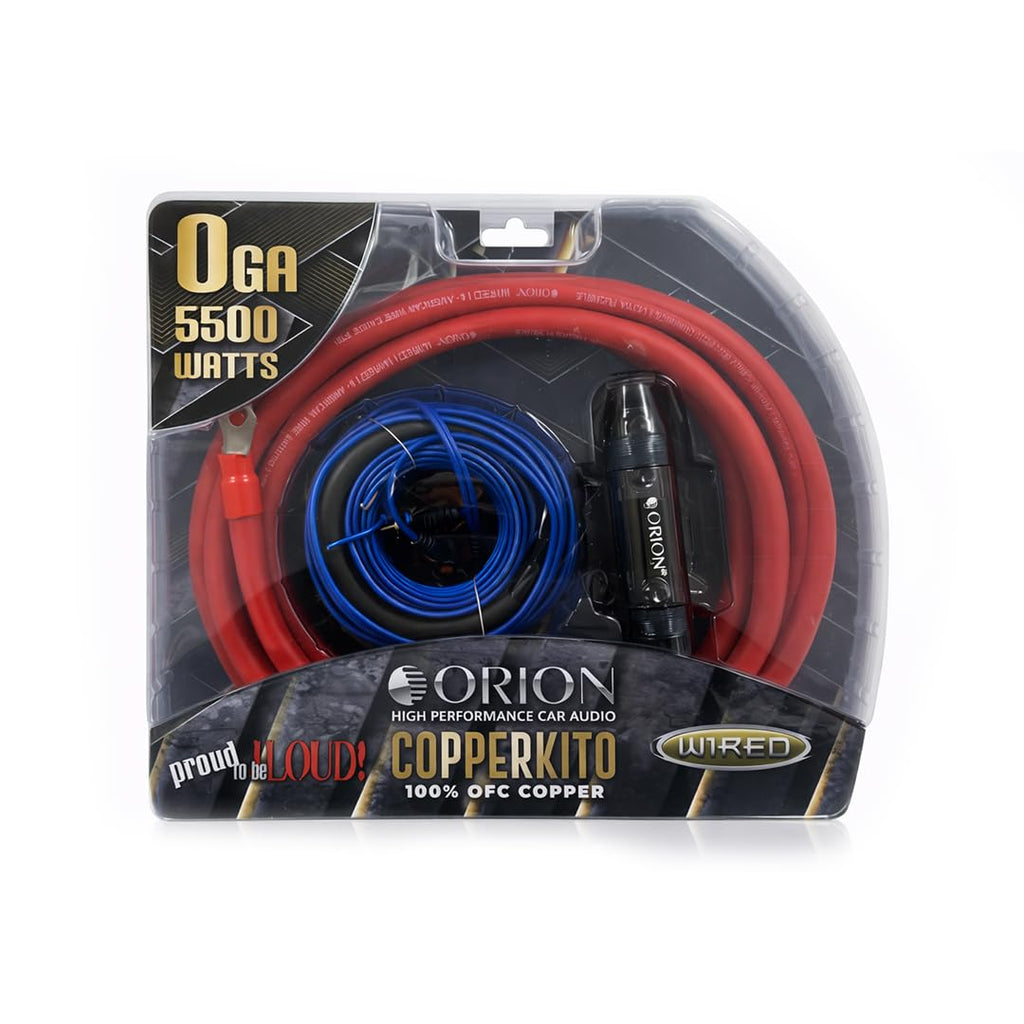 Orion COPPERKIT0 0 AWG True OFC Complete Amplifier Wiring Kit, 100% American Wire Gauge, High Current Car Audio Amp Subwoofer Install Kit, 0 Gauge Power Cable with ANL Fuse Holder, RCA & Speaker Wire