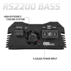 PRV Audio 2200 Watts Monoblock Class D Subwoofer Amplifier RS2200 BASS 1 Ohm – 12 Volts Car Amp, Built-in Crossover, Bass Boost, Smart Fans with Remote Sub Level Control Bass Knob Included
