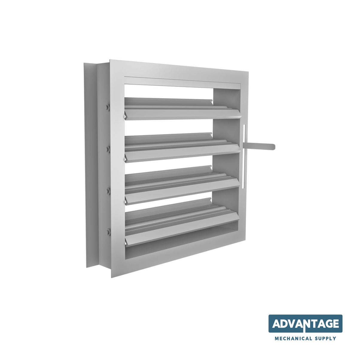 Louver with Deflective Adjustable Blades LA4A, Adjustable, 4" Deep U-Frame Vent with 3" Blade Spacing, HVAC Ventilation Louver, (Black Matte- Aluminum, 12" X 12") (Made to Order 2–4 Weeks)