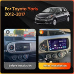 PHEZEN 9 inch Touchscreen Car Radio Fit for Toyota Yaris 2012-2017, Android 15 Radio with Carplay & Android Auto in-Dash Navigation BT Mirror Link WiFi Backup Camera 4+64G