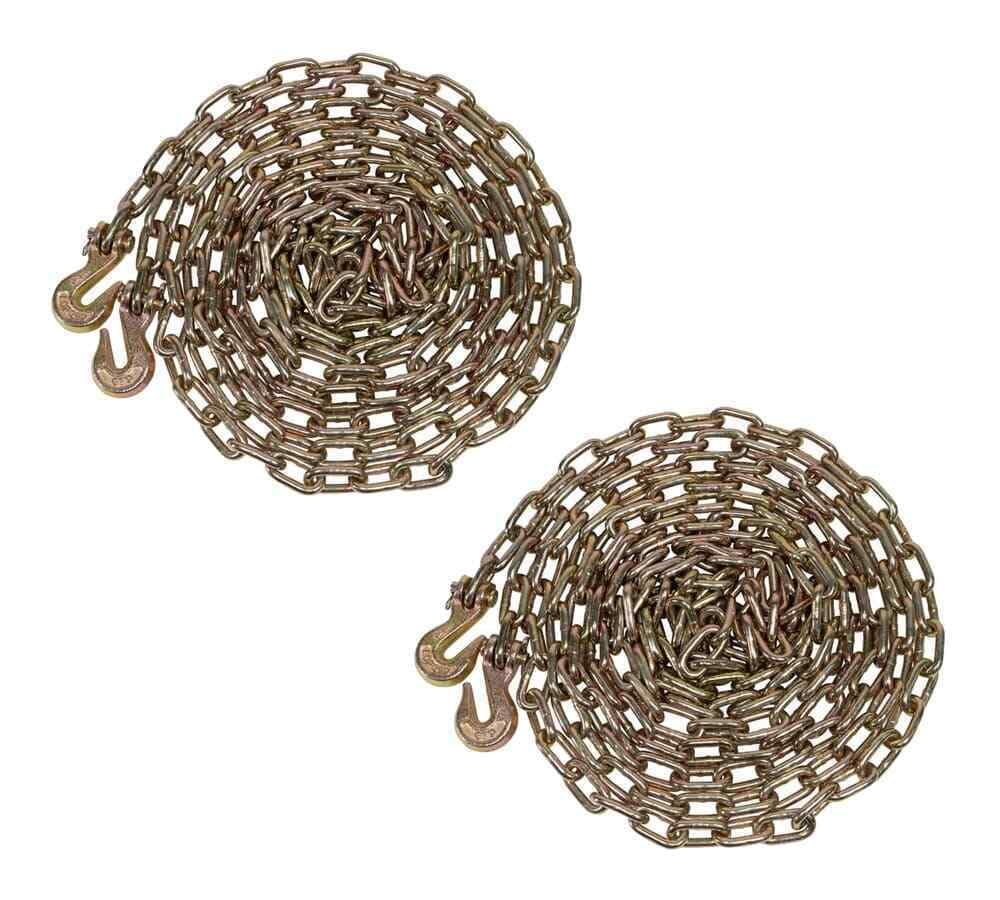 TM USWWAGOODS Replacement for/Fits 2PK 1/4'x20' Transport Binder Chain Grade 70 w/Grab Hook 3150 LBS WLL Tow Chain