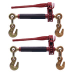 BoxerTool 4 Pack 5/16" - 3/8" Heavy Duty Folding Handle Ratchet Load Binder w/Grab Hook 7,100 lbs WLL - Transport Chain Binder