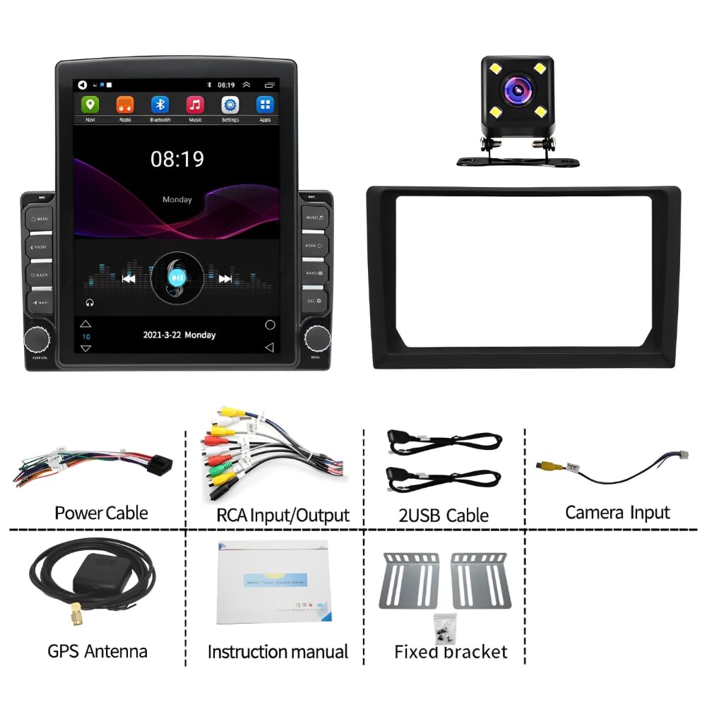 9.7" Double Din Car Stereo Radio for Toyota Tundra 2000-2006,Android 15 Double Din Touchscreen w/Wireless Carplay Android Auto GPS WiFi Bluetooth DSP SWC Mirrorlink Mic Backup Camera