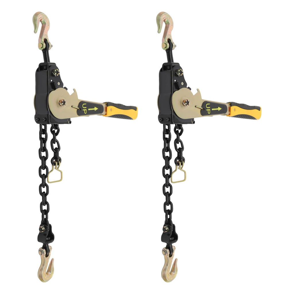 2 Pack Ratcheting Chain Binder 3/8-1/2 inch 6600 lbs Heavy Duty Load Binder with G70 Chain for Flatbed Truck Trailer Tie Down Hauling