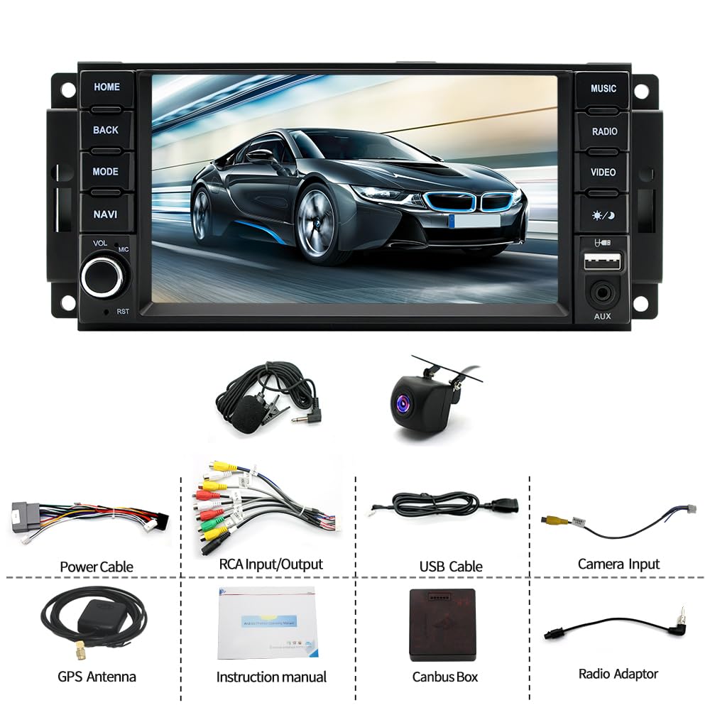 4+64G Android 14 Car Stereo for Chrysler Sebring 2007-2010,for Chrysler Voyager 2008-2016 Update 7 inch Touch Screen Radio with Wireless Carplay AHD Backup Camera GPS SWC Bluetooth FM