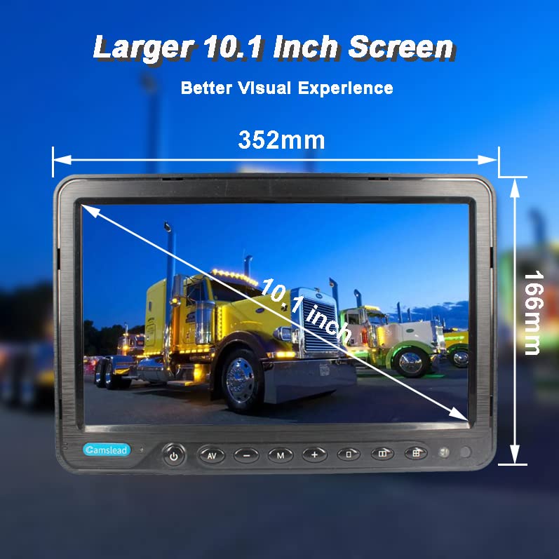 10 inch digital monitor 1080P HD Rear View Camera System with Wired, HD DVR Recorder, 4 Channel Input, Quad Split Screen, 4X 1080P Heavy Duty Waterproof Backup Side View Camera for RV Trailer