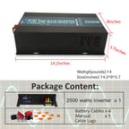 WZRELB Strong Driving Capacity 2500W 24VDC to 120VAC Pure Sine Wave Inverter Power Converter (RBP250024B1), Black