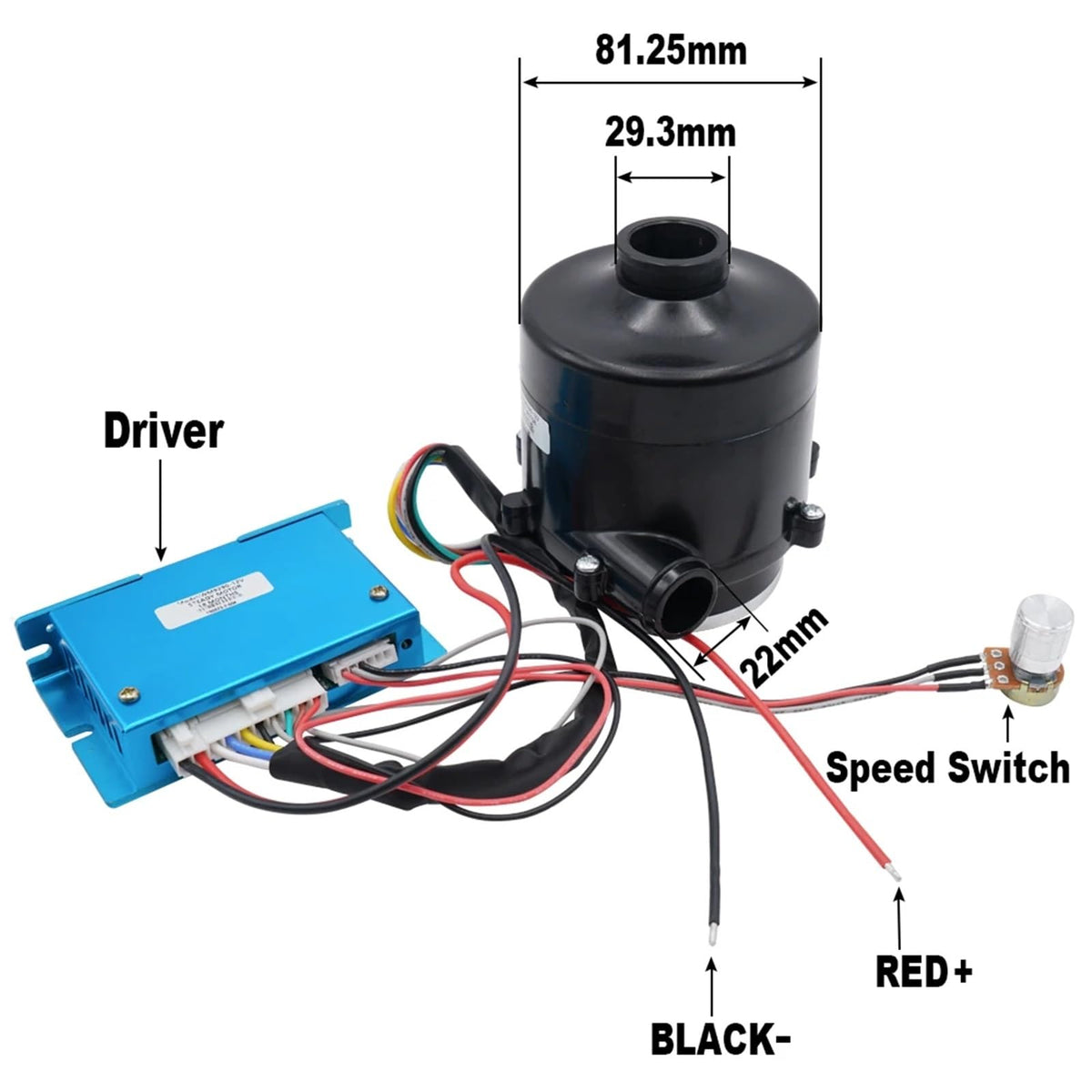 9290 DC 12V/24V Centrifugal Brushless DC Blower,Double Vane Fan Air PUM Can Be Used for Exhaust, Air Blowing.(12V Blower and Drive)