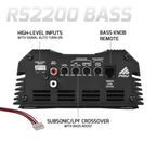 PRV Audio 2200 Watts Monoblock Class D Subwoofer Amplifier RS2200 BASS 1 Ohm – 12 Volts Car Amp, Built-in Crossover, Bass Boost, Smart Fans with Remote Sub Level Control Bass Knob Included