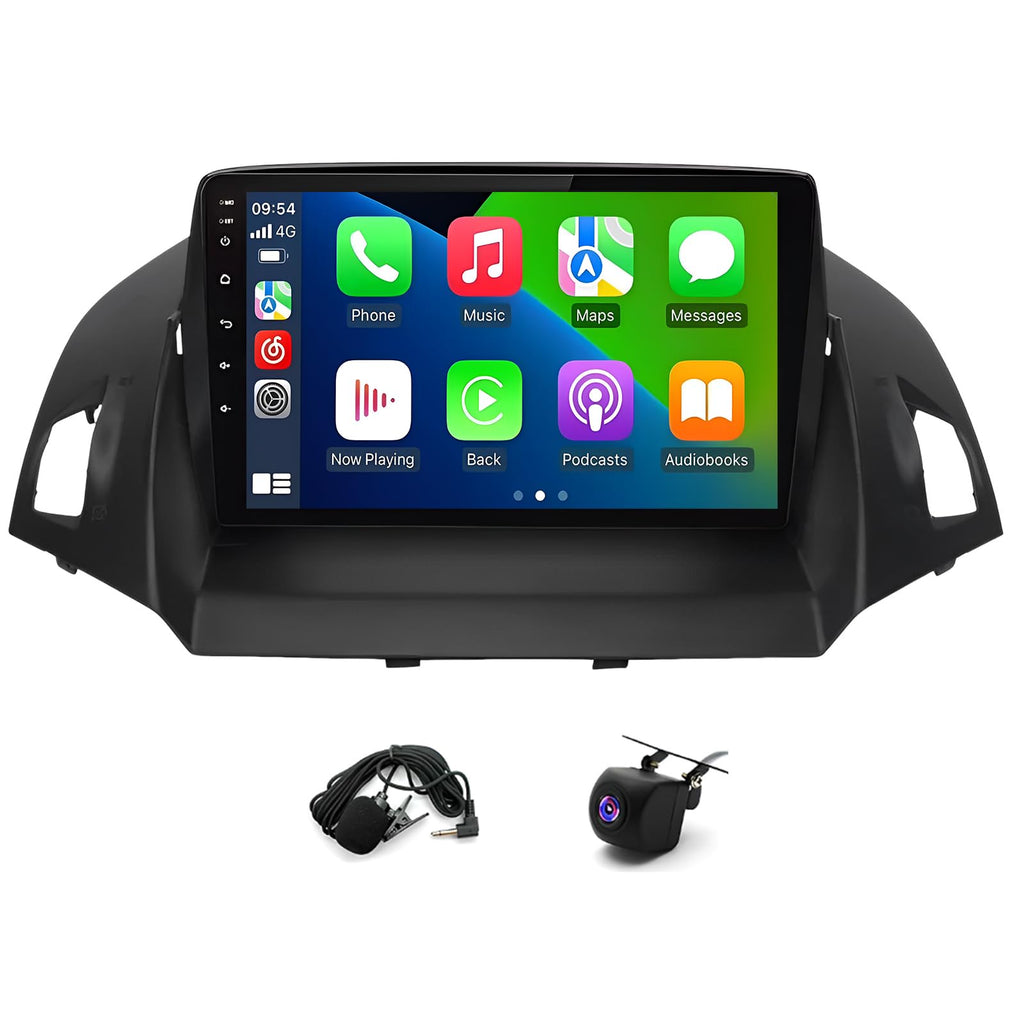 4+64G Android 14 Car Stereo for Ford Escape 2013-2016, 9" Touchscreen Double Din Radio with Wireless Carplay Android Auto GPS Navi Head Unit Bluetooth WiFi FM/RDS SWC Mirror Link AHD Backup Camera