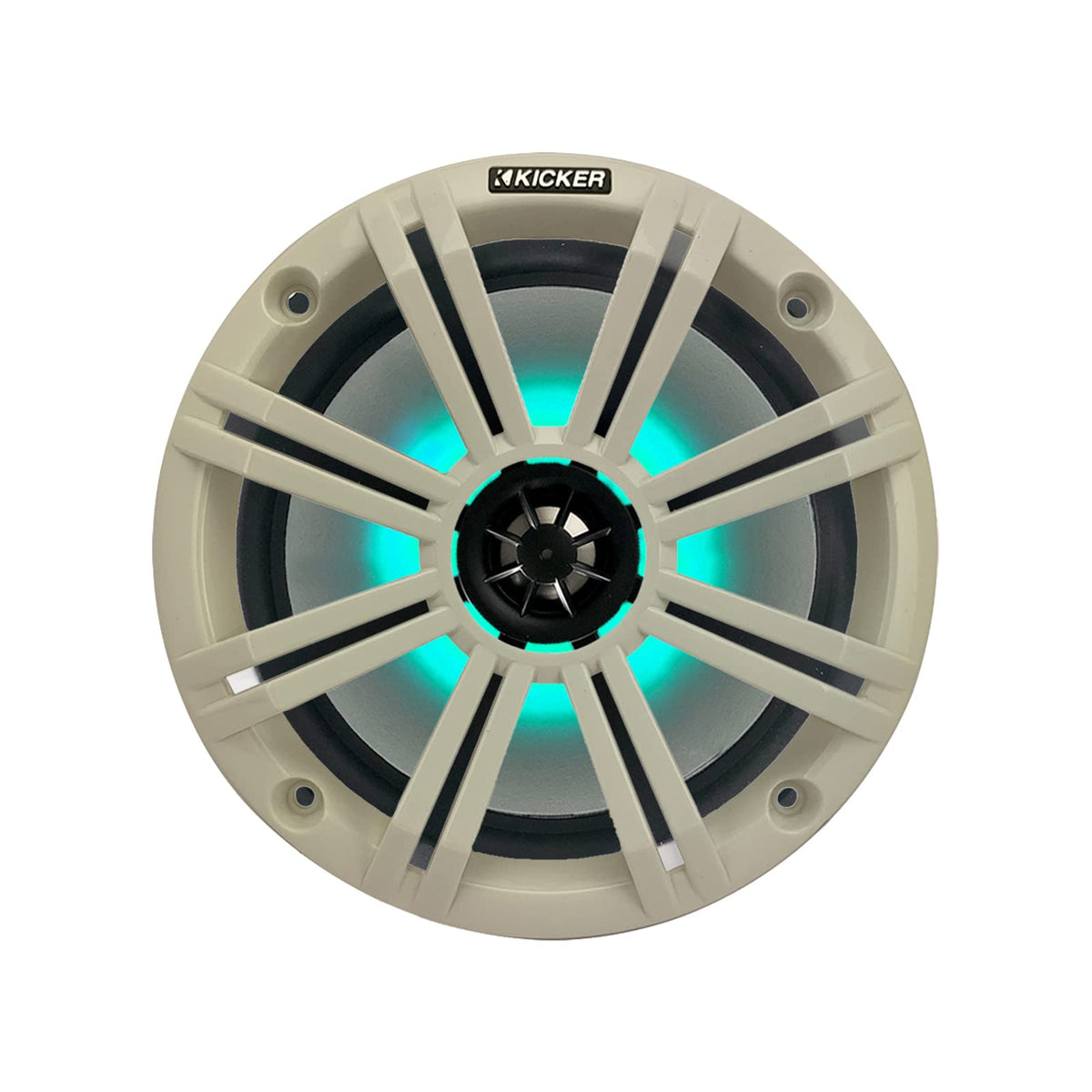 Kicker All-Weather Marine Gauge Style Bluetooth USB Stereo Receiver Bundle with Wired Remote, 4x 8" 2-Way 300W Max Coaxial Marine LED Speakers w/ White Grilles, 50-Ft 16-Gauge Wire, 22" Antenna