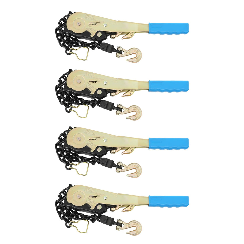 4 Pack 1/4" - 5/16" Ratchet Chain Binders with Grab Hooks