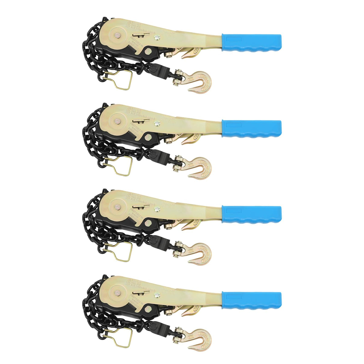 4 Pack 1/4" - 5/16" Ratchet Chain Binders with Grab Hooks